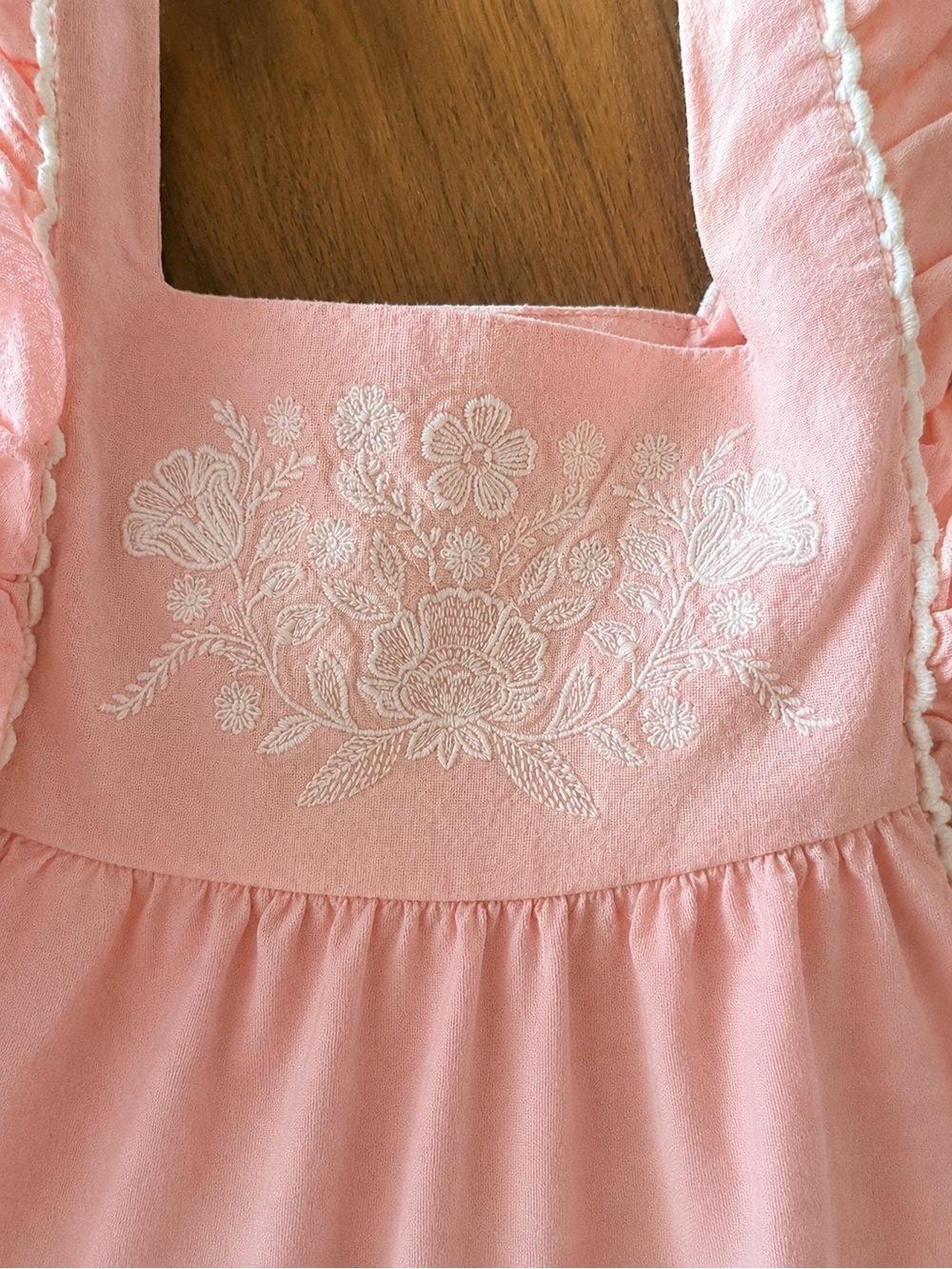Joie Baby Girls Pink Linen Blend Embroidered Ruffle Set 18M - Picture 2 of 8